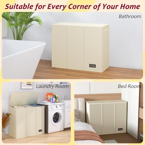 220L Laundry Hamper 3 Section, Large Laundry Hamper - Image 7