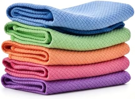 5 Pack Fish Scale Cleaning Cloths, Lint Free Microfiber Polishing Towels by Unknown