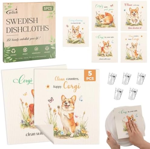 wlich 5 Pack Swedish Dishcloths, Reusable Kitchen Towels by wlich