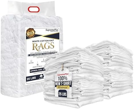 Premium New White Cotton Knit T-Shirt Rags by SupremePlus