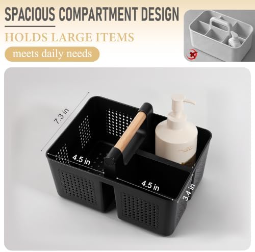 JiatuA Portable Shower Caddy Basket Plastic Caddy Organizer Small Black - Image 3