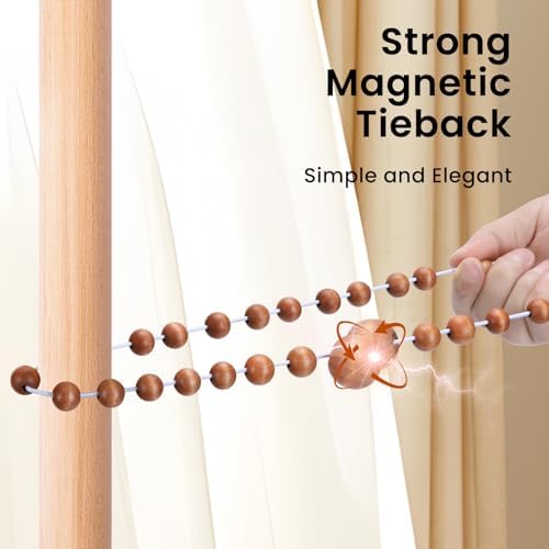 KLOGTSIND Magnetic Curtain Tiebacks, 2 Pack Wood Bead Curtain Holdbacks - Image 6