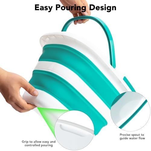 Large Collapsible Mop Bucket, 16L Plastic Bucket - Image 4