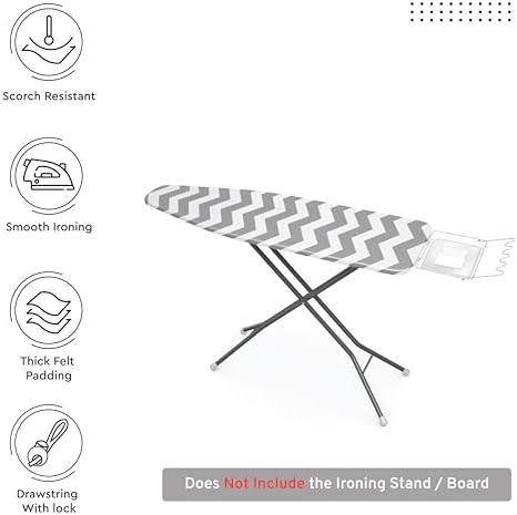 Encasa XO Ironing Board Cover and Pad, Thick Felt 54"x18" - Image 3