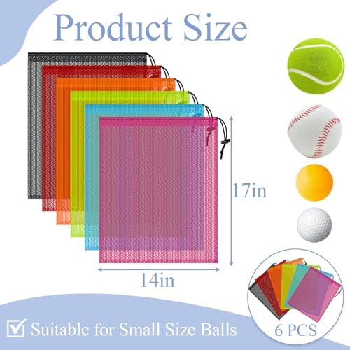 6 Pack Mesh Bag Drawstring for Storage, 14 x 17 Inch Net Bags - Image 2