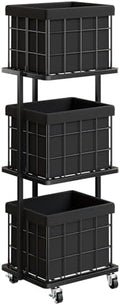 120L Vertical Laundry Sorter, 3 Tier Metal Rolling Laundry Basket by Gasvadivum
