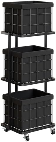 120L Vertical Laundry Sorter, 3 Tier Metal Rolling Laundry Basket by Gasvadivum