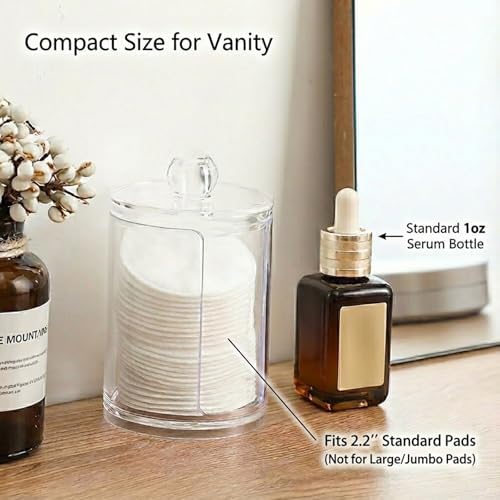 Cotton Round Holder with Lid, 10oz Clear Cotton Pad Dispenser - Image 3