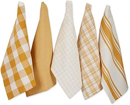DII Basic Kitchen Large Cotton Dishtowel Set of 5, Honey Gold by DII