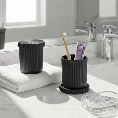 Matte Black Thick Glass Bathroom Qtip Holder, 2 Pack - Image 6