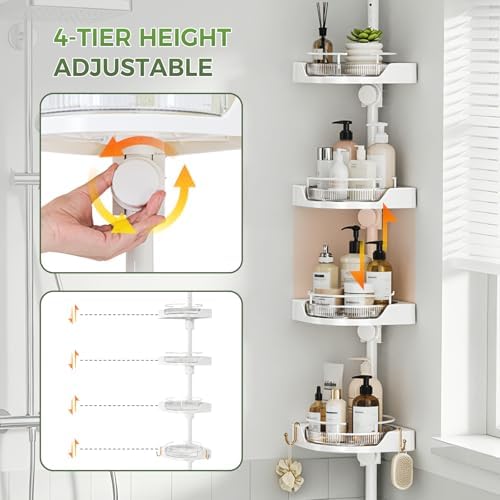 akinbas 360° Rotating Shower Caddy Tension Pole - Image 6