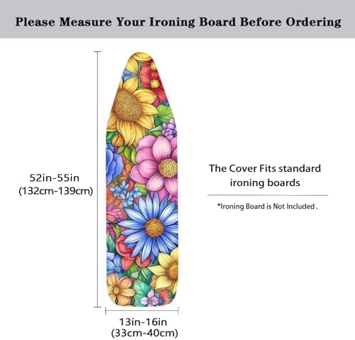Boho Floral Print Ironing Board Cover and Pad 15x54 Inch Standard Ironing Board - Image 5