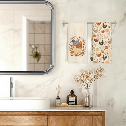 Fall Farmhouse ChickenKitchen Towels 16x24 Inch Set of 2 - Image 4