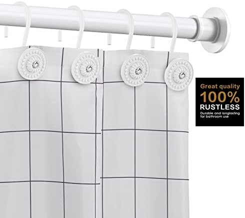 White Shower Curtain Hooks, Rust Proof Shower Curtain Rings - Image 3
