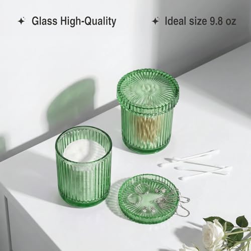 Green Thick Glass Bathroom Qtip Holder, 2 Pack - Image 4