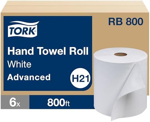 Tork Paper Hand Towel Roll White H21, 100% Recycled Fiber, 6 rolls x 800 ft - Image 2