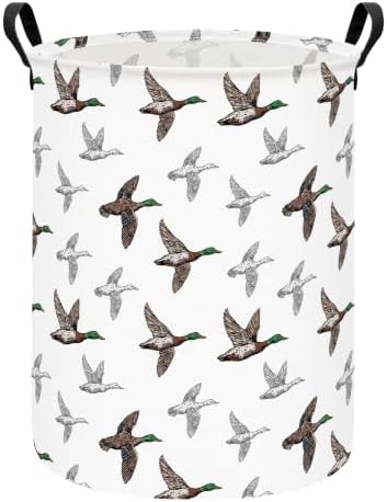 Round Laundry Basket Collapsible Storage Hamper Organizer Mallard Duck by LANGYASHAN