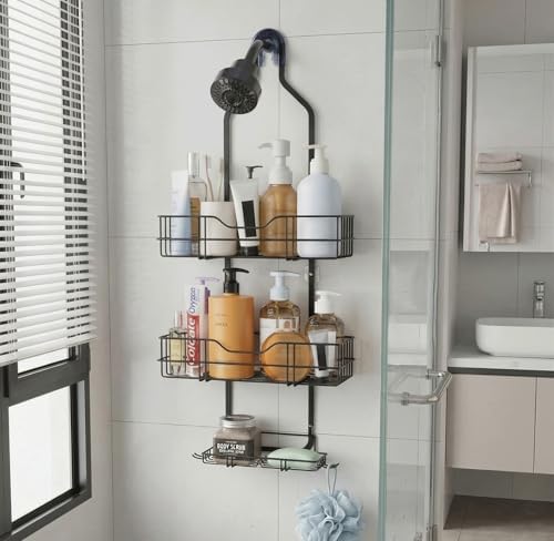 Over the Shower Head Caddy, 3-Tier Hanging Shower Shelves Rustproof, Shower - Image 2