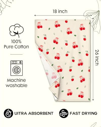 Miss Adola 150GSM Flour Sack Kitchen Towels Set of 2, Bow Cherry - Image 5