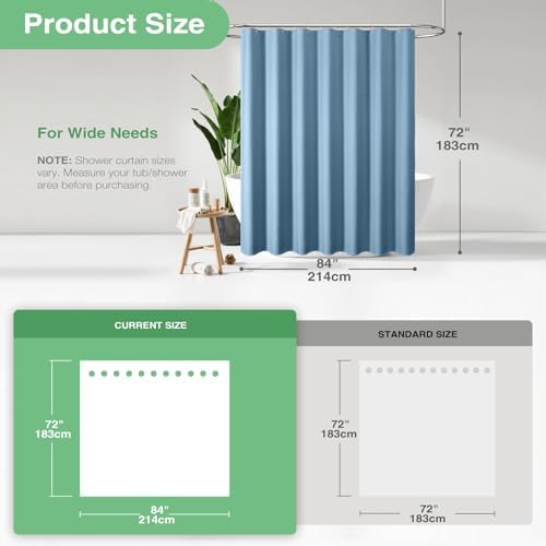 Dynamene Extra Wide Waffle Shower Curtain 256 GSM 84"x72" Moonlight Blue - Image 3
