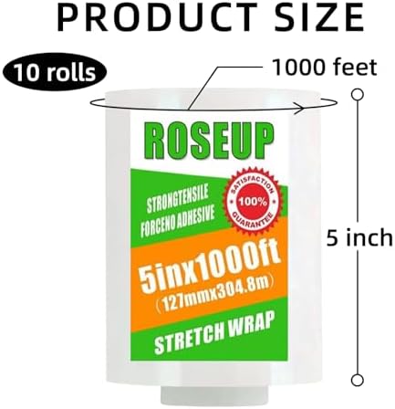 Clear Shrink Wrap Film 5" x 1000ft Roll, 80 Gauge Thick Cling Plastic Wrap - Image 2