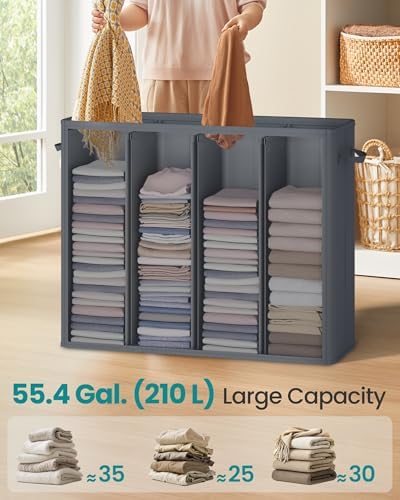 SONGMICS 210L Laundry Hamper, 4-Compartment Laundry Sorter - Image 3