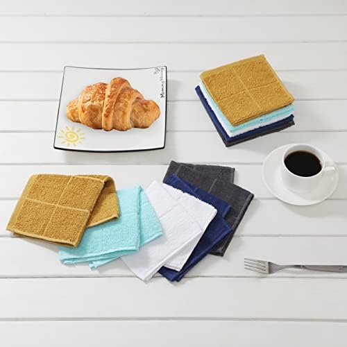 Glynniss Dish Rags for Washing Dishes, 100% Cotton Aqua Kitchen WashCloths - Image 5