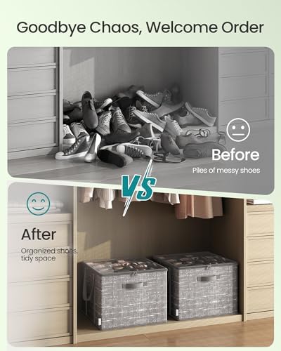 SONGMICS Shoe Organizer for Closet, 2 Pack Fabric Bins, Fits up to 32 Pairs - Image 4