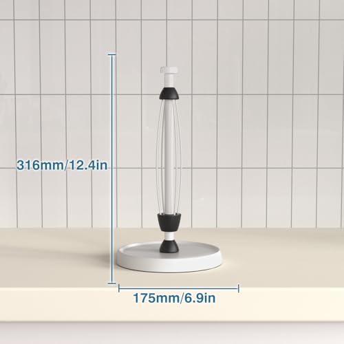 White Paper Towel Holder Countertop, Stainless Steel, Weighted Base, Paper - Image 6