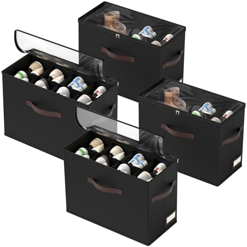 OIAHOMY 4 Pack Shoe Organizer for Closet, Foldable Shoe Storage Bins by MasterofSpaceOptimization
