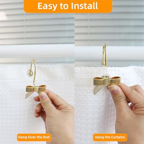 Decorative Shower Curtain Hooks, Luxury Bowknot Shower Curtain Rings, Modern - Image 4