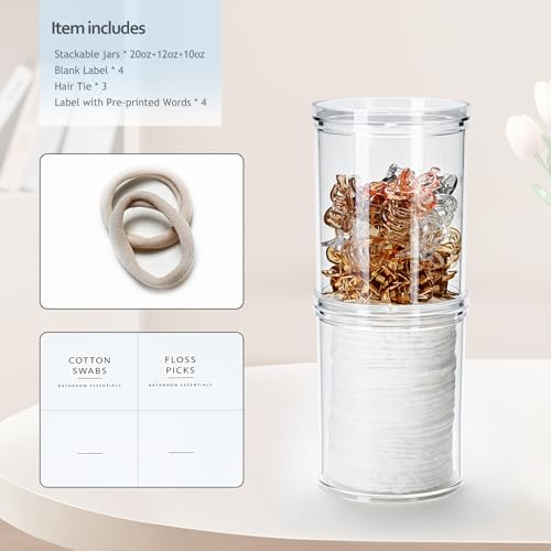 SheeChung 3 Pack Clear Stackable Qtip Holder Mixed Sizes - Image 3