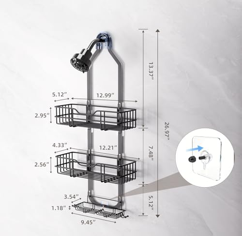 Over the Shower Head Caddy, 3-Tier Hanging Shower Shelves Rustproof, Shower - Image 5
