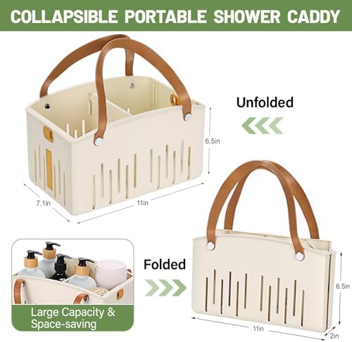 Portable Shower Caddy Collapsible Plastic Shower Basket Tote - Image 2