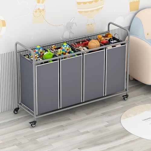 LINZINAR 4 Section Laundry Hamper, 180L Laundry Sorter - Image 3