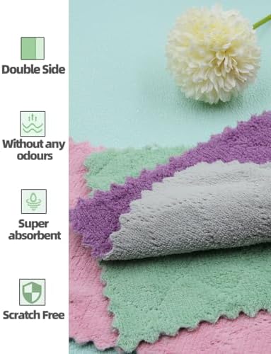 24PCS Kitchen Dishcloth, Microfiber Washcloth, Soft Cleaning Cloths, Coral - Image 6