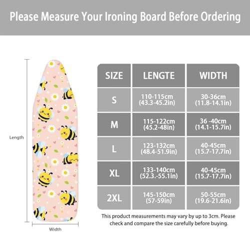 Bee Daisy Print Ironing Board Cover 15x48 Ironing Board Cover, Resist Scorching - Image 6