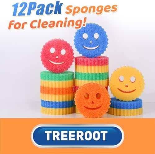 Treeroot 12 Pack Colorful Smile Scrub Sponges, Temperature Controlled - Image 7