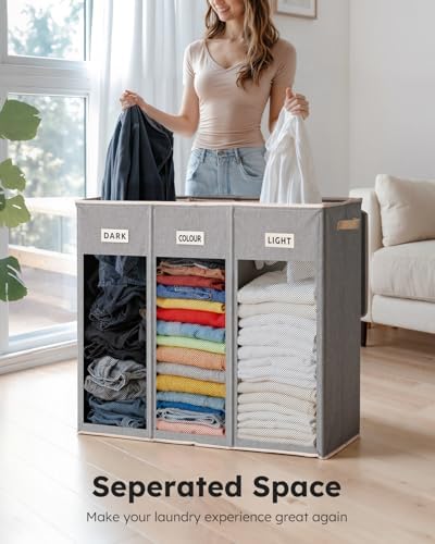 SOLEDI 200L 3-Section Laundry Hamper - Image 4