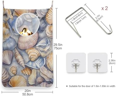Hanging Laundry Hamper with Stainless Steel Hooks, Oxford Fabric Printing Door - Image 3