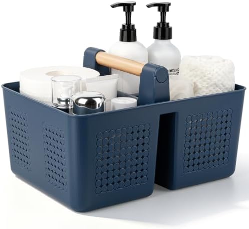 JiatuA Portable Shower Caddy Basket Plastic Caddy Organizer Large Navy Blue by JiatuA
