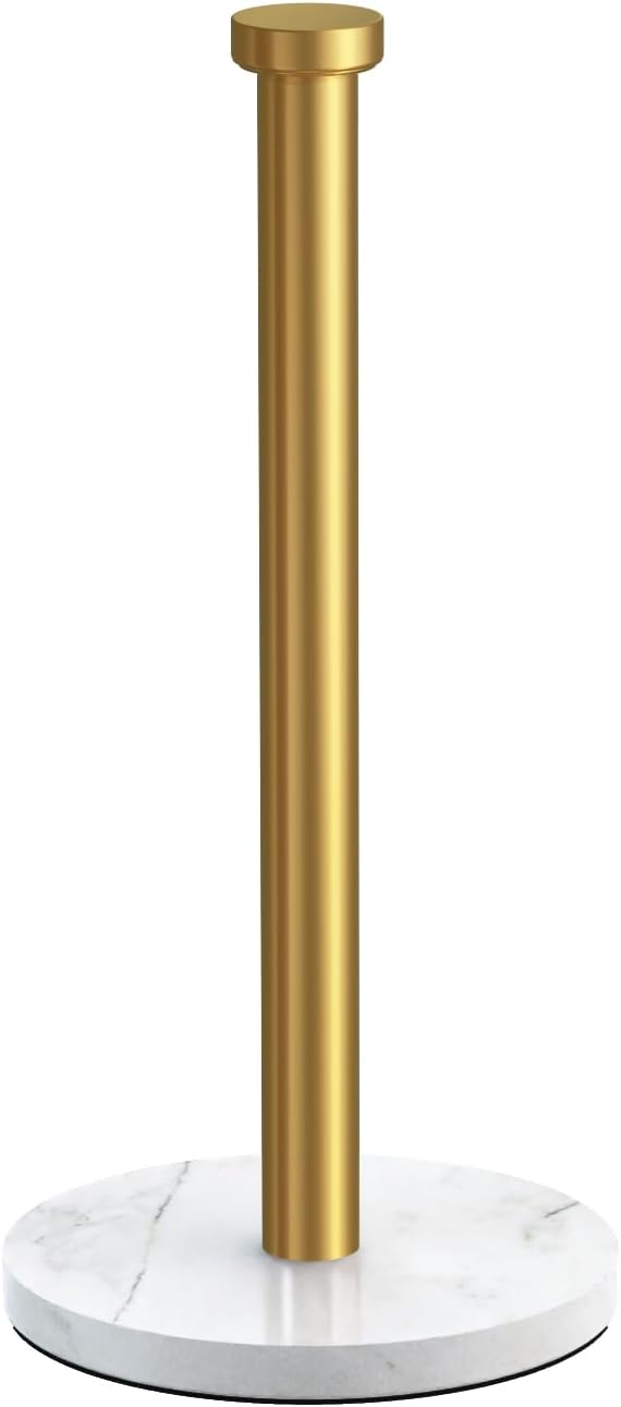 VEHHE Marble Gold Paper Towel Holder, Weighted Base & EVA Non-Slip Pad - Image 2