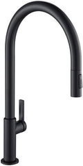 KRAUS Oletto High-Arc Single Handle Pull-Down Kitchen Faucet in Matte Black by Unknown