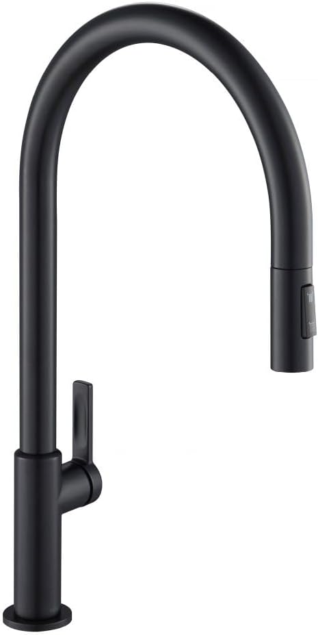 KRAUS Oletto High-Arc Single Handle Pull-Down Kitchen Faucet in Matte Black by Unknown