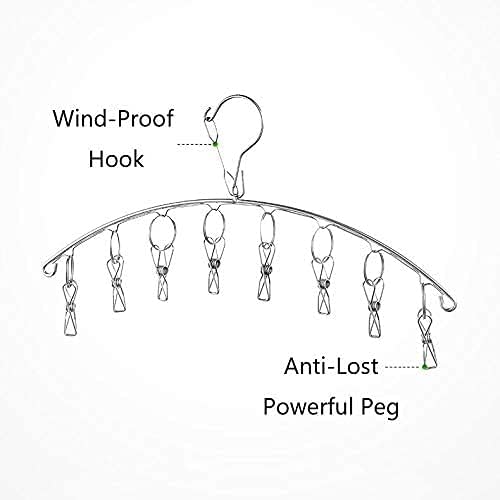 Clothes Hanger with 10 Clips, Stainless Steel, - Image 3
