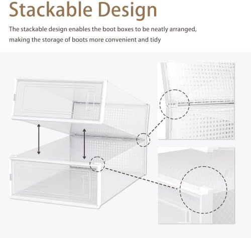 4 Pack Stackable Shoe Storage Boxes, Plastic Shoe Organizer Drawers Bins - Image 5