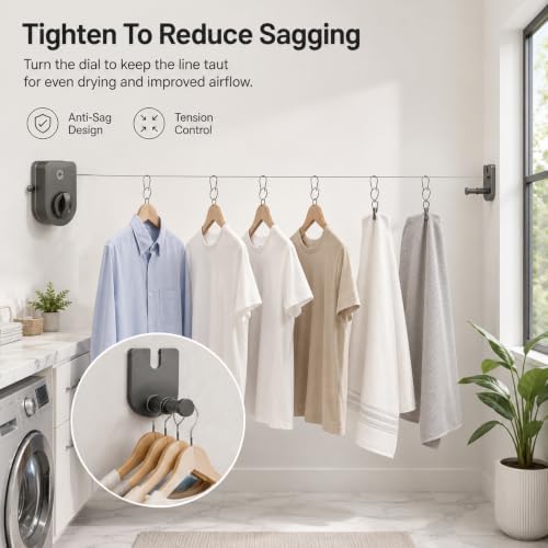 Retractable Clothesline Indoor Outdoor 13.7 Ft, Portable Heavy Duty Laundry - Image 5