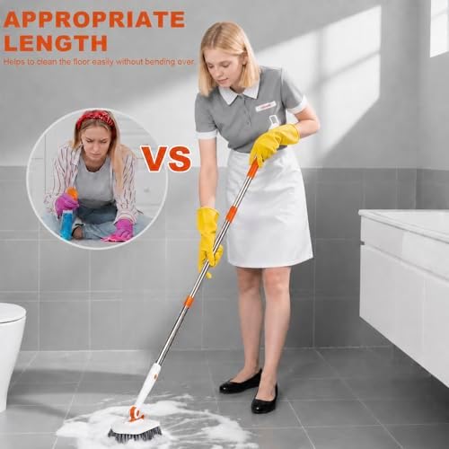 Tile Tub Scrubber Brush with 52-inch Adjustable Long Handle 3-in-1 Rotatable - Image 7