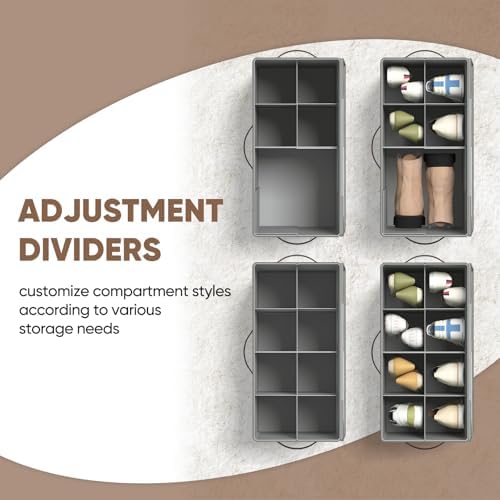 OIAHOMY 2 Pack Shoe Organizer for Closet, Foldable Shoe Storage Bins - Image 5