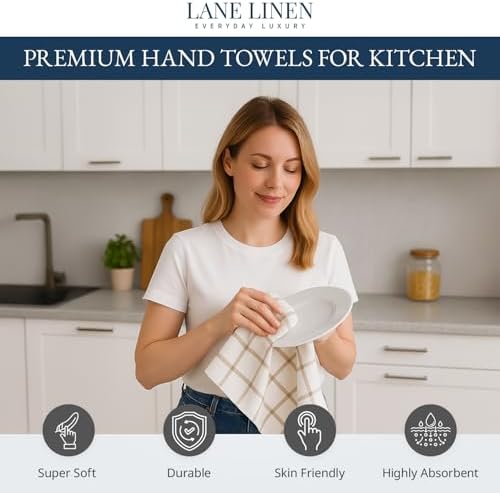 LANE LINEN Kitchen Towels & Dishcloths Set of 12-100% Cotton, Quick-Drying 18” - Image 2